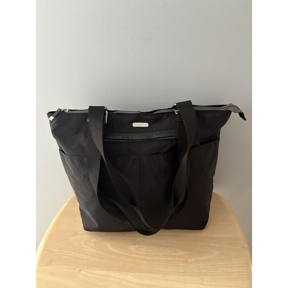Baggallini Tote Bag Womens Black Nylon Zipper Shoulder Work Travel Shopper Large - Picture 3 of 14